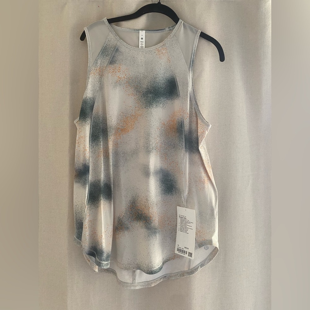 lululemon athletica Spray-Print White Tank Top
